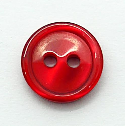 Kunststoffknopf Rot Perlmutt-Imitat 24 Stück, Knöpfe für Hemd und Bluse – 12 mm (Rot) von Generisch