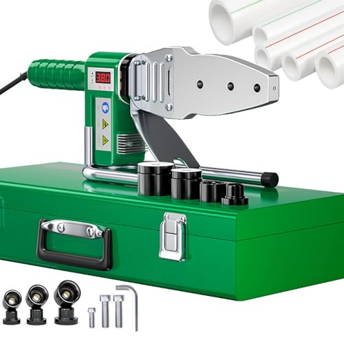 Kunststoffrohrschweißgerät - 1600W Heißschmelzmaschine für PE/PPR/PB/HDPE Rohre, Doppelrohrheizung, Digitalanzeige, doppelte Wärmeableitung - 2M Verbrühungsschutzleitung von Generisch