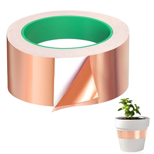Kupferband Selbstklebend, 20m x 30mm Kupferfolie Selbstklebend,beidseitig Leitende Copper Tape Gegen Schnecken, Kupfer Klebeband für Emi Abschirmung Schneckenschutz Elektro Reparatur (20m x 50mm) von Generisch