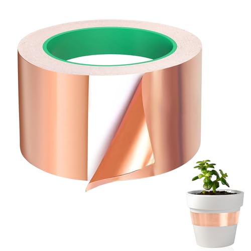 Kupferband Selbstklebend, 20m x 30mm Kupferfolie Selbstklebend,beidseitig Leitende Copper Tape Gegen Schnecken, Kupfer Klebeband für Emi Abschirmung Schneckenschutz Elektro Reparatur (20m x 70mm) von Generisch
