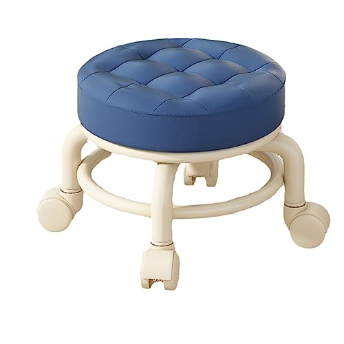 Kurzer Rollhocker mit Drehrollen, kleiner runder Kunstledersitz, niedriger Rollhocker für Zuhause, Büro, Fitness, dunkelblau, tragbarer Rollstuhl für einfache Mobilität Kurzer Rollhocker mit Drehrollen, kleiner runder Kunstledersitz, niedriger Rollhocker für Zuhause, Büro, Fitness, dunkelblau, tragbarer Rollstuhl für einfache Mobilität von Generisch