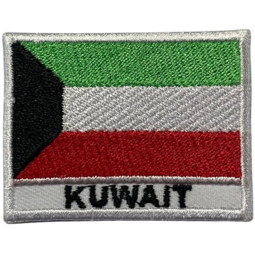 Kuwait bestickte Flagge mit Namen Patch Aufbügeln/Aufnähen Abzeichen Nationalsymbol Militär Patch für Kleidung Rucksäcke Kappen von Generisch