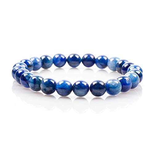 Kyanit Medium – klein, mittel, groß – Edelstein-Perlenarmbänder für Damen und Herren – 8 mm runde Perlen von Generisch