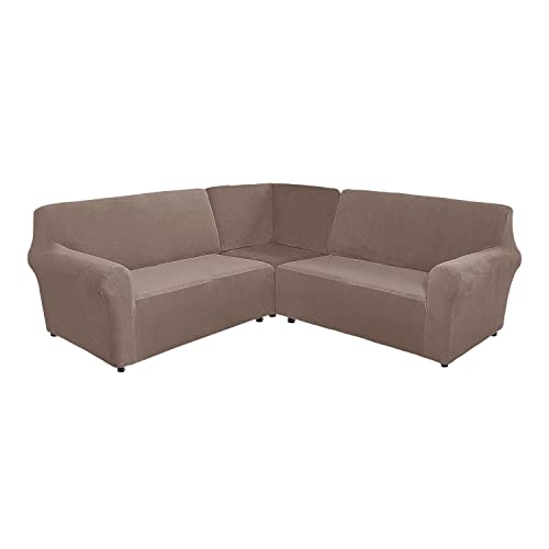 L-förmiger Samt-Stretch-Sofabezug, waschbar, 5-Sitzer-Eckschonbezug, Möbelschutz für tiefe Sektionalsofas, weicher und langlebiger Samtstoff, dehnbare Passform L-förmiger Samt-Stretch-Sofabezug, waschbar, 5-Sitzer-Eckschonbezug, Möbelschutz für tiefe Sektionalsofas, weicher und langlebiger Samtstoff, dehnbare Passform von Generisch