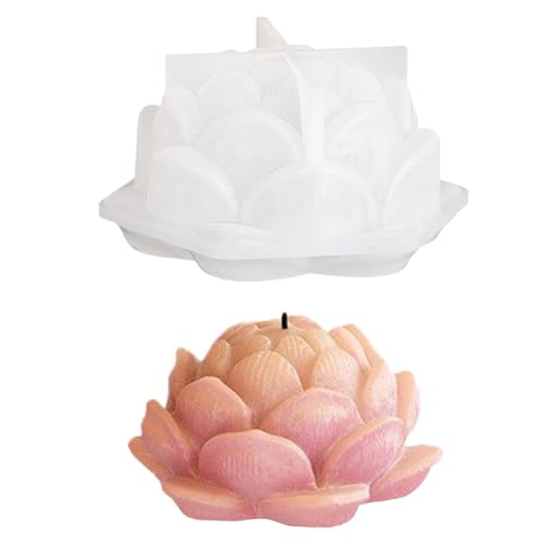 L0tus Blumen-Fondant-Kerzenform – 3.D L0tus Blumen-Silikonform | L0tus Blumen-Silikon-Kerzenform | Epoxid-Gussformen zum Basteln von Blumenseifen | Flexible Aromatherapie-Kerzenwachs-Form für Kerzen von Generisch