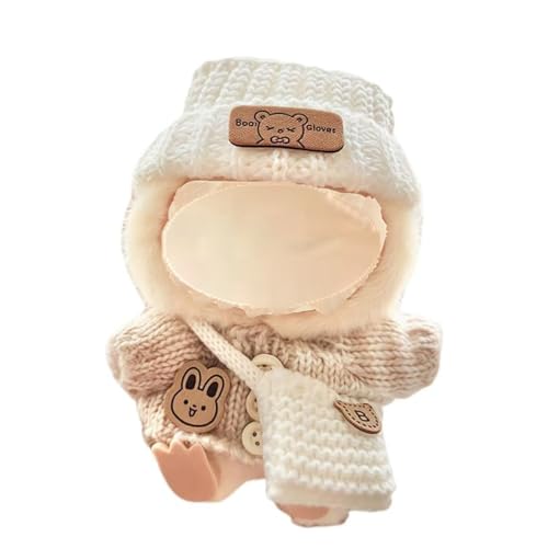LBB Kleidung für Puppe, Bekleidung für 15-17cm Plüsch, Kuscheltier Kleidung Outfit nur Bekleidungs zubehör, Inklusive Mütze, Latzhose, Puppenzubehör Geschenke Beige 5cm von Generisch