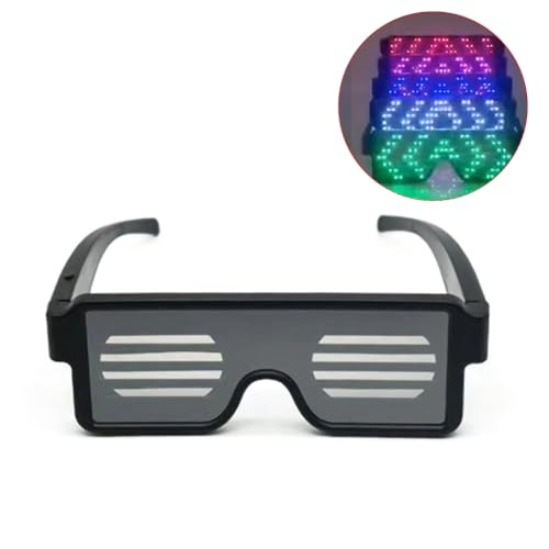 LED Brille Leuchtend – Blinkende Partybrille mit Lichteffekten – Leuchtbrille für Festival, Karneval & Events – Wiederaufladbare LEDs Sonnenbrille fürr Nachtpartys & Kostüme LED Brille Leuchtend – Blinkende Partybrille mit Lichteffekten – Leuchtbrille für Festival, Karneval & Events – Wiederaufladbare LEDs Sonnenbrille fürr Nachtpartys & Kostüme von Generisch