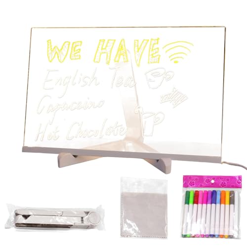 LED-Notiztafel – Acryl-LED-Nachrichtenbrett, wiederbeschreibbares LED-Acryl-Zeichenbrett mit 12 Farben, trocken abwischbares Acryl-Zeichenbrett für Geschäft, Café, Bar, Schule LED-Notiztafel – Acryl-LED-Nachrichtenbrett, wiederbeschreibbares LED-Acryl-Zeichenbrett mit 12 Farben, trocken abwischbares Acryl-Zeichenbrett für Geschäft, Café, Bar, Schule von Generisch