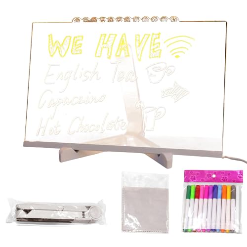 LED-Notiztafel – Acryl-LED-Nachrichtenbrett, wiederbeschreibbares LED-Acryl-Zeichenbrett mit 12 Farben, trocken abwischbares Acryl-Zeichenbrett für Geschäft, Café, Bar, Schule LED-Notiztafel – Acryl-LED-Nachrichtenbrett, wiederbeschreibbares LED-Acryl-Zeichenbrett mit 12 Farben, trocken abwischbares Acryl-Zeichenbrett für Geschäft, Café, Bar, Schule von Generisch
