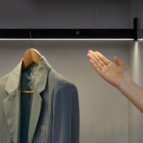 LED Schrankstange mit Licht - Verstellbare 40-130 cm Metall Kleiderstange mit Infrarot-Sensor, Stilvoller Kleiderbügel mit 550 mm LED-Beleuchtung für Organisation und Beleuchtung LED Schrankstange mit Licht - Verstellbare 40-130 cm Metall Kleiderstange mit Infrarot-Sensor, Stilvoller Kleiderbügel mit 550 mm LED-Beleuchtung für Organisation und Beleuchtung von Generisch