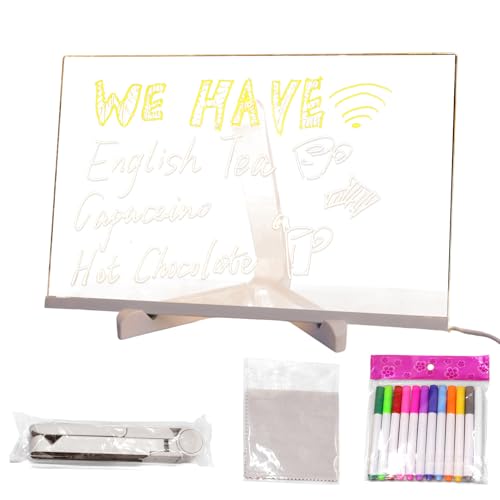 LED-Zeichenbrett – Acryl-LED-Nachrichtenbrett, trocken abwischbar, für Geschäft, Schule, Büro, Schreibtisch, Café, Bar, Kindergeburtstag von Generisch
