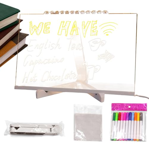 LED-Zeichenbrett – Leucht-Memo-Notizen, trocken abwischbar, Schreiben, Zeichnen, Kunst für Zuhause, Büro, Schreibtisch, Geschäft, Bar, Café, Kindergeburtstag von Generisch