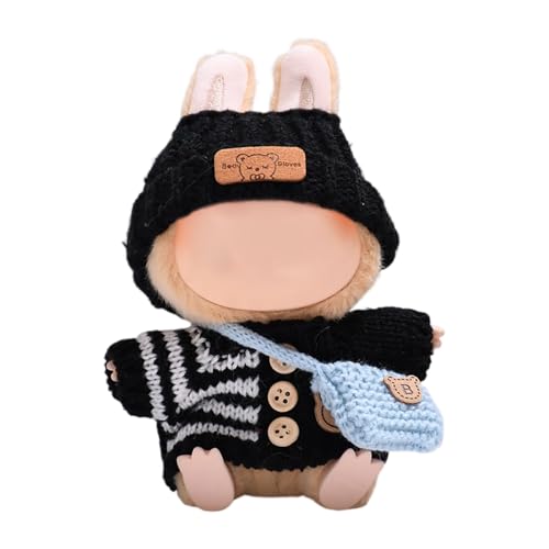 La-Bu-Bu Süße Kleidung Für 15 Cm Plüsch,Lustige Zubehör Für Puppe,Niedliche Kuscheltier Kleidung Outfit Nur Bekleidungs Zubehör Für 15Cm Plush Strickpullover+Mütze+Taschen,Diy Kinder Geschenke,B von Generisch