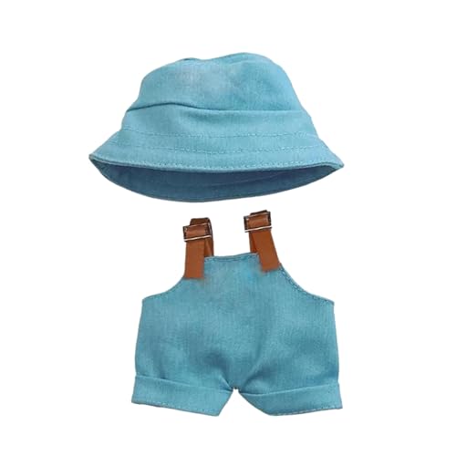 Labubu Kleidung für Puppe, handgefertigt, gehäkelt, 3-teiliges Set für 17 cm große Puppe, Kleidung für Labubu, Premium-Labubu-Outfit mit Zubehör, stilvolle Labubu-Kleidung für Puppe (Sky Blue) von Generisch