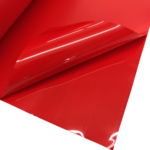 Lackfolie Meterware 130 cm breit 180µ Tischdecke Bespannung viele Farben PVC Folie glänzend Dekofolie Bespannung Bierbank Tisch Abdeckung (Rot) von Generisch