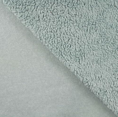 Lammfell Stoff Meterware - Baumwolle Teddystoff - Plüschstoff - Teddy Lamm Fellimitat - kuscheliger Fleecestoff *Ab 25cm, Farbe: 022 seegrün von Generisch