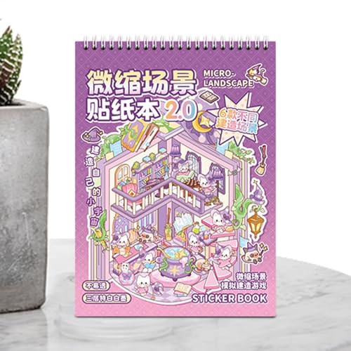 Landschaftsaufkleberszene | Scrapbooking -Abziehbilder - 3D Fun House Sticker Nettel Cartoon Home Szenenschalter Buch für Erwachsene Kinder Relief Stress Stress von Generisch