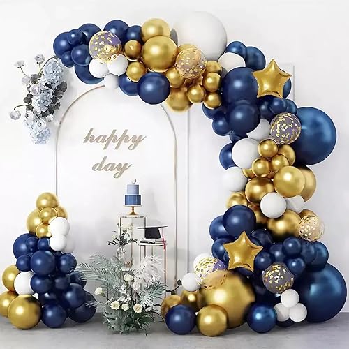 Latex Party Luftballons Geburtstag Hochzeit Baby Bad Valentinstag Party Dekoration Latex Ballon Party Dekoration (Blau Gold Thema, 98) von Generisch