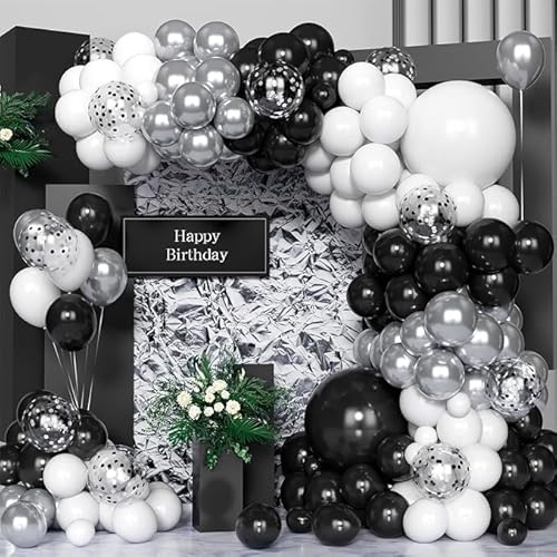 Latex Party Luftballons Geburtstag Hochzeit Baby Bad Valentinstag Party Dekoration Latex Ballon Party Dekoration (Schwarz-Weiß-Thema, 83) von Generisch