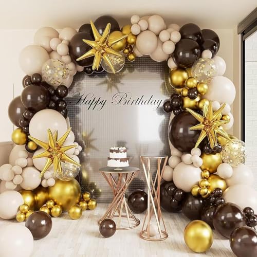 Latex Party Luftballons Geburtstag Hochzeit Baby Bad Valentinstag Party Dekoration Latex Ballon Party Dekoration (Schwarz und Gold mit Beige, 146) von Generisch