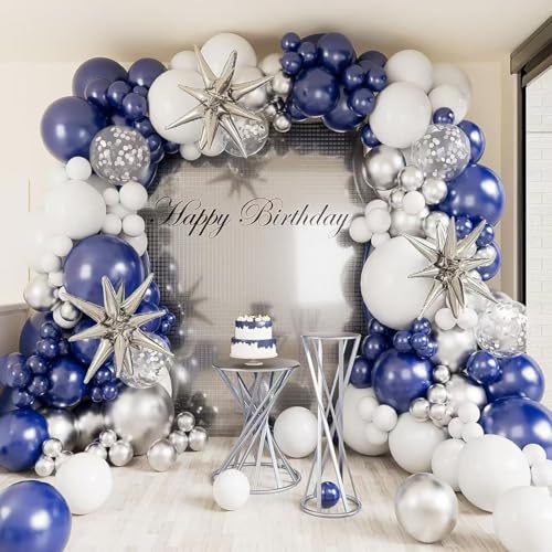 Latex Party Luftballons Geburtstag Hochzeit Baby Bad Valentinstag Party Dekoration Latex Ballon Party Dekoration (Weiß und Blau, 146) von Generisch