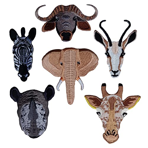 Laufal Bügelflicken Tiere Afrika, 6 Sticker/Patches zum Aufbügeln von Generisch
