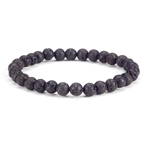 Lava Medium – klein, mittel, große Größen – Edelstein-Perlenarmbänder für Damen und Herren – 6 mm runde Perlen von Generisch