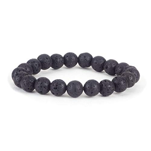 Lava Medium – klein, mittel, große Größen – Edelstein-Perlenarmbänder für Damen und Herren – 8 mm runde Perlen von Generisch