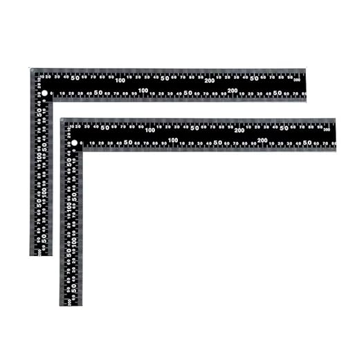 Leather Cutting Ruler Wide Metal Square Angle Measuring Steel L-Shaped Ruler for Building Framing Gauges Scale 300X200mm(2 pcs) von Generisch