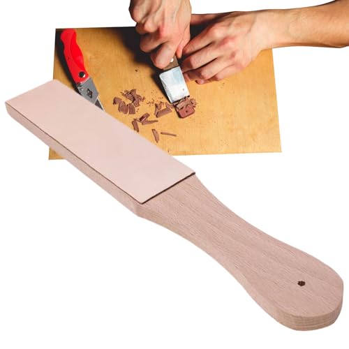 Leder-Abziehriemen | Schärfblock - Doppelseitiges Schleifwerkzeug mit ergonomischem Griff zum Schärfen und Honen von Messern und Meißeln für Küche und Holzbearbeitung von Generisch