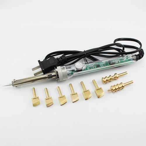 Leder-Faltenmaschine - Elektrisches Hitze-Nutwerkzeug mit einstellbarer Temperatur & 8 Messingspitzen für DIY Lederhandwerk Kantenpolieren, perfekt für Kantenbearbeitung und Basteln von Generisch