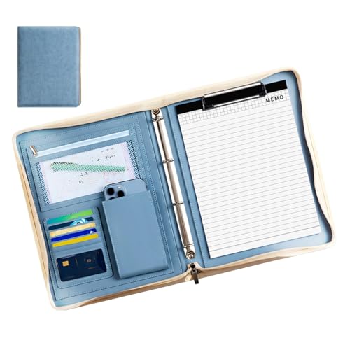 Leder-Padfolio für Herren, stilvoller Dokumentenhalter, Reißverschluss-Padfolio, Leder-Folio-Ordner, A4-Notizblock-Binder, Leder-Padfolio für Damen, Dokumentenmappe, Organizer von Generisch