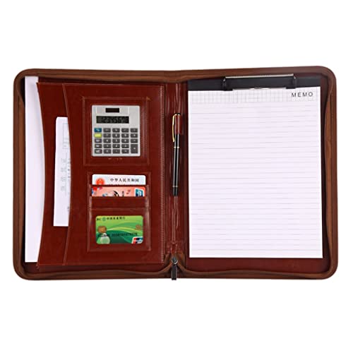 Leder-Portfolio-Klemmbrett mit Taschenrechner und Schreibblock für Geschäftspräsentationen und Konferenzen von Generisch