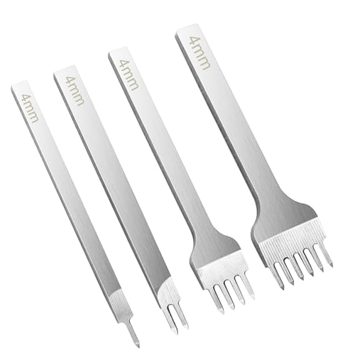 Leder Stanzset Für Nähte - 4X Zinken Leder Gravur Lochstanzen - Stanzwerkzeug Lederwerkzeug-Zubehör für Bastler Frauen Männer Anfänger Leder Stanzset Für Nähte - 4X Zinken Leder Gravur Lochstanzen - Stanzwerkzeug Lederwerkzeug-Zubehör für Bastler Frauen Männer Anfänger von Generisch