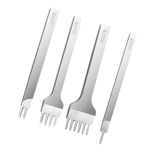 Lederstechbeitel-Set - 4X Zinken Leder Gravur Lochstanzen,Stahl Lochzange Für Lederarbeiten Profis Hobbyisten Anfänger Lederstechbeitel-Set - 4X Zinken Leder Gravur Lochstanzen,Stahl Lochzange Für Lederarbeiten Profis Hobbyisten Anfänger von Generisch