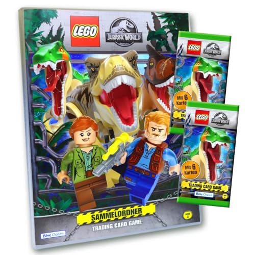 Lego Jurassic World 3 Karten - Sammelkarten Trading Cards (2023) - 1 Mappe + 2 Booster Sammelkarten von Generisch