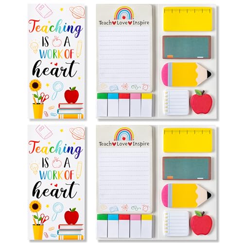 Lehrer-Haftnotizen-Set, "Teaching is a work of heart", selbstklebende Notizblöcke für Klassenzimmer, Büro und Zuhause, Wertschätzungsgeschenk für Pädagogen von Generisch
