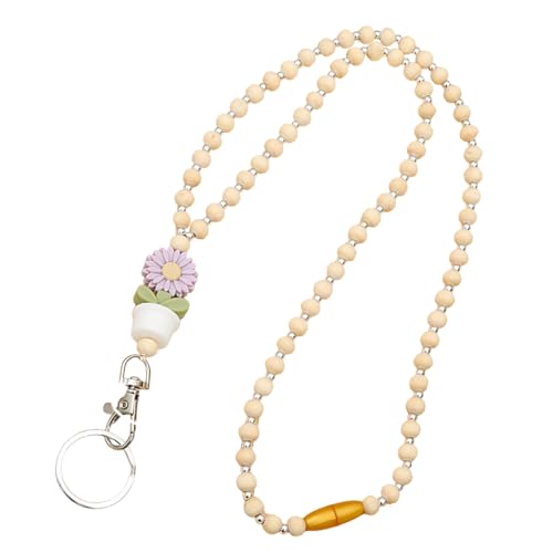 Lehrer-Lanyard Mit Ausweishalter, Holzperlen-Lanyards Frauen - Schlüsselbänder Mit Blumenperlen Ausweise Und Schlüssel,Entzückendes Boho-Ausweis-Schlüsselband Mitarbeiter Und Studenten von Generisch