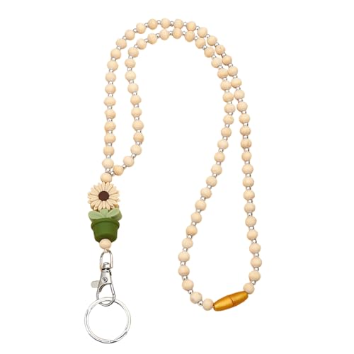 Lehrer-Lanyard mit Ausweishalter, Holzperlen-Lanyards für Frauen - Blumen-Abzeichenhalter, Schlüssel, Brillenketten | Entzückendes Boho-Ausweis-Schlüsselband für Mitarbeiter und Studenten Lehrer-Lanyard mit Ausweishalter, Holzperlen-Lanyards für Frauen - Blumen-Abzeichenhalter, Schlüssel, Brillenketten | Entzückendes Boho-Ausweis-Schlüsselband für Mitarbeiter und Studenten von Generisch