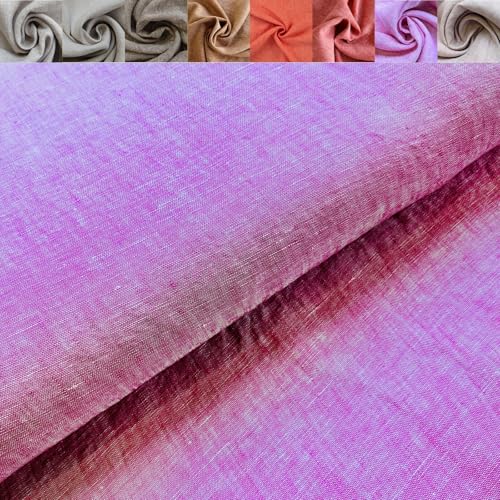 Leinen Meterware meliert - Leinenstoffe farbig - gefärbtes Leinen Melange - Leinengewebe Jeansoptik - 100% Reinleinen *ab 50cm, Farbe: 017 pink von Generisch