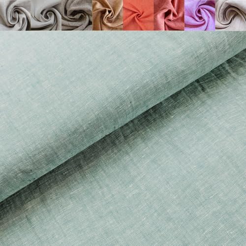 Leinen Meterware meliert - Leinenstoffe farbig - gefärbtes Leinen Melange - Leinengewebe Jeansoptik - 100% Reinleinen *ab 50cm, Farbe: 022 mint von Generisch