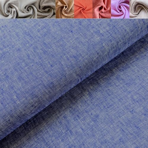 Leinen Meterware meliert - Leinenstoffe farbig - gefärbtes Leinen Melange - Leinengewebe Jeansoptik - 100% Reinleinen *ab 50cm, Farbe: 975 blau von Generisch
