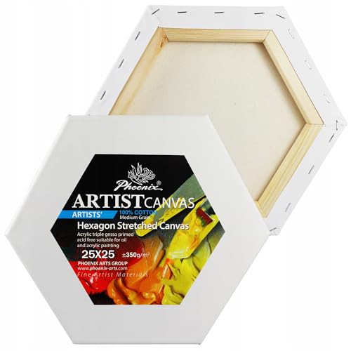 Leinwand Hexagon Phoenix Premium – sechseckige Malerleinwand Baumwolle 350g/m², 3-fach grundiert, Keilrahmen, Seitenlänge 15–30 cm (25 cm) von Generisch