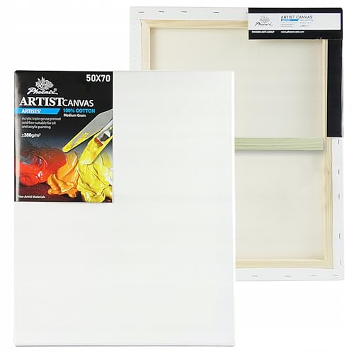 Leinwand Premium – Malerleinwand auf Keilrahmen 380g/m² Baumwolle, 3-fach grundiert, stabiler Holzrahmen 17x38 mm, nachspannbar mit Keilen, für Öl- & Acrylfarben (50 x 70 cm) von Generisch