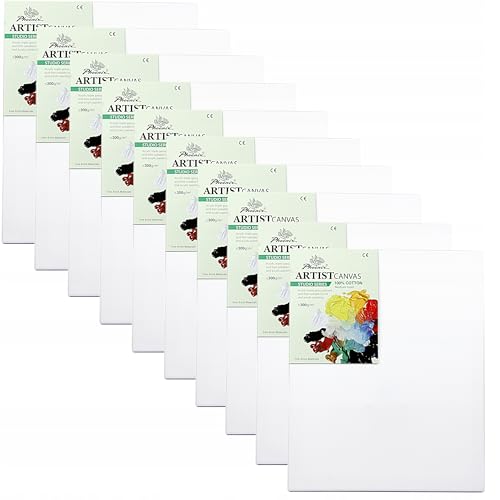 Leinwand Set 10 Stück 25x25 cm Phoenix – Künstlerleinwände auf Keilrahmen, 100% Baumwolle, 300g/m², grundiert für Acrylfarben, Ölfarben, Tempera & Mischtechniken (25x25 cm 10 Stück) von Generisch