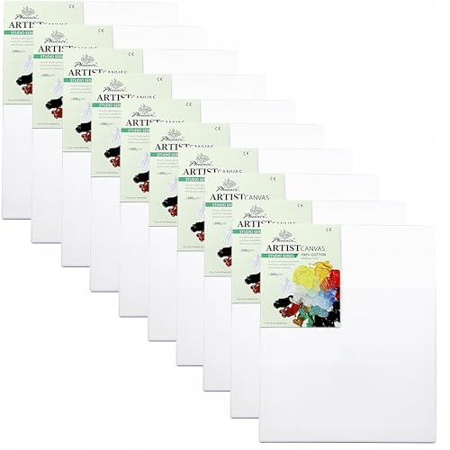 Leinwand Set 10 Stück Phoenix – Künstlerleinwände auf Keilrahmen, 100% Baumwolle, 300g/m², grundiert für Acrylfarben, Ölfarben, Tempera & Mischtechniken (24x30 cm 10 Stück) von Generisch