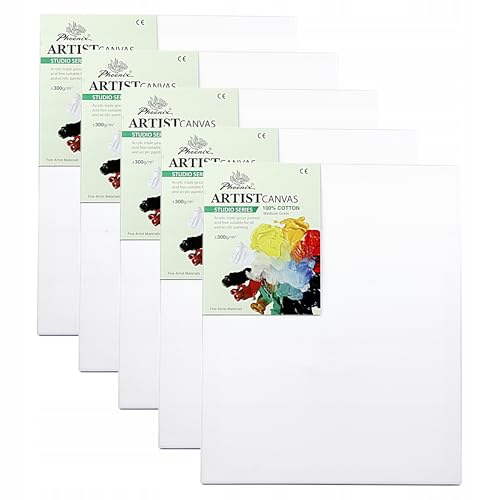 Leinwand Set 5 Stück 40x60 cm Phoenix – Künstlerleinwände auf Keilrahmen, 100% Baumwolle, 300g/m², grundiert für Acrylfarben, Ölfarben, Tempera & Mischtechniken (40x60 cm 5 Stück) von Generisch