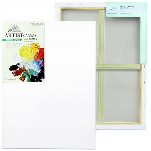 Leinwand für Malerei 70x100 cm Phoenix – Künstler Keilrahmen aus Baumwolle 280g/m² – Weiß vorgrundiert, bespannter Rahmen aus Holz – Malleinwand für Acrylfarben, Öl, Tempera & Pouring Leinwand für Malerei 70x100 cm Phoenix – Künstler Keilrahmen aus Baumwolle 280g/m² – Weiß vorgrundiert, bespannter Rahmen aus Holz – Malleinwand für Acrylfarben, Öl, Tempera & Pouring von Generisch