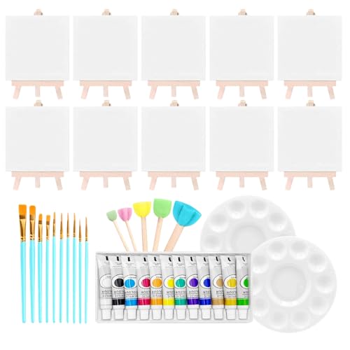 Leinwand- und Malset | Acrylfarben-Leinwand-Set – tragbares, waschbares Zubehör, Lernhandwerk für Mädchen, Kinder, Erwachsene, Künstler, Zuhause, Klassenzimmer, Party Leinwand- und Malset | Acrylfarben-Leinwand-Set – tragbares, waschbares Zubehör, Lernhandwerk für Mädchen, Kinder, Erwachsene, Künstler, Zuhause, Klassenzimmer, Party von Generisch
