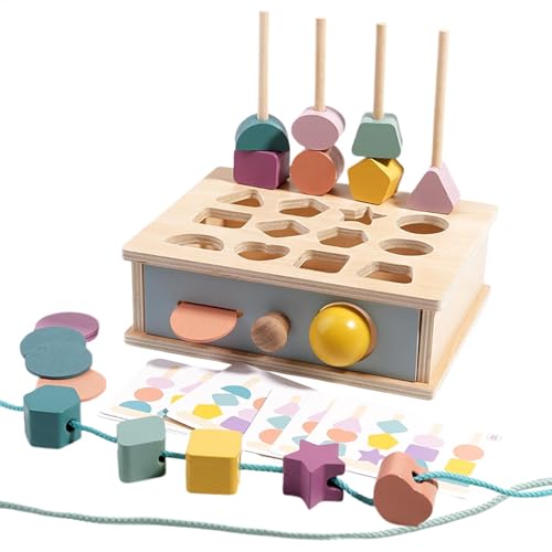Lernspielzeug für Kinder ab 1 Jahr, Hölzern Geometrische Formen Sortierbox mit 12 Teilen & Ziehschublade, Sortierspiel Motorikspielzeug mit Steckpuzzle & Perlen Fädeln Lernspielzeug für Kinder ab 1 Jahr, Hölzern Geometrische Formen Sortierbox mit 12 Teilen & Ziehschublade, Sortierspiel Motorikspielzeug mit Steckpuzzle & Perlen Fädeln von Generisch